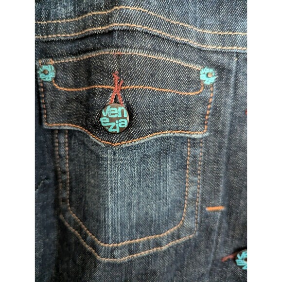 Venezia Womens Jacket Blue Dark Denim Stitch Buttons Pockets Stretch Size 18/20 - Picture 3 of 8